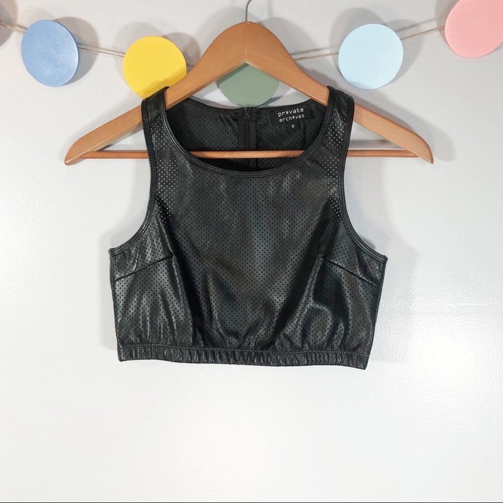 Private Archives Faux Leather Perforated Crop Top